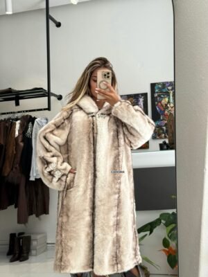 “Esmarée” faux fur - Μπεζ γκρι