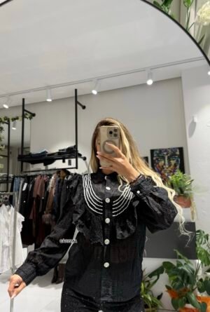 “Althéne” the lace shirt - Μαύρο