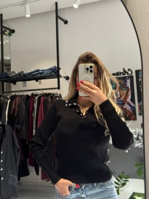 “Willow” ribbed jumper - Black