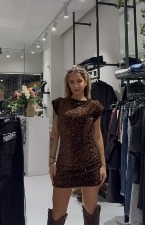 “Brigitte” sequin mini dress - Brown