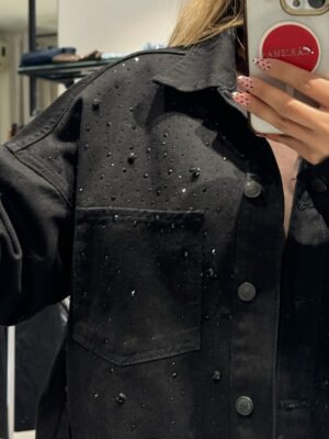 “Alessia” denim shirt-jacket - Black