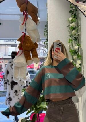 Lumina Striped Cropped Long Sleeve