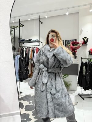 Merlot - Crystal button Faux Fur Coat