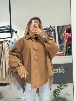 “Madie” | Camel Oversized Denim Shirt