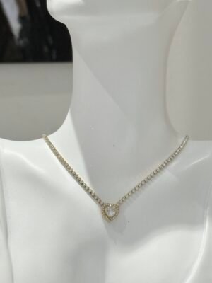 “Diamond Heart Riviera Necklace” - Stainless Steel