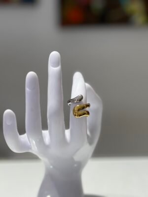 “Sculpted Wave Duo Ring” - Stainless Steel