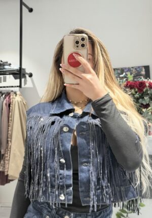 “Zena” | Dark Blue Cropped Denim Vest