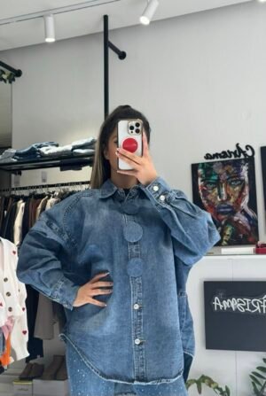 “Madie” | Classic Blue Oversized Denim Shirt