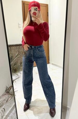 “Orizia” | Barrel Leg Crystal Jeans