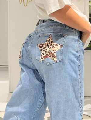 “Lucero” | Leopard Pocket Barrel Jeans