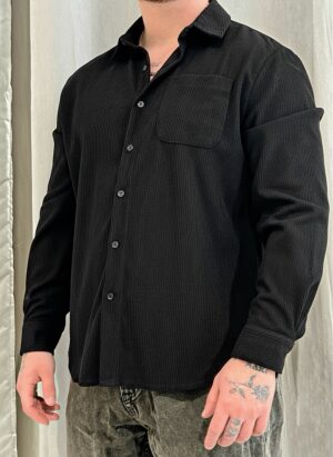 “Kurt” | Black Ribbed Corduroy Shirt