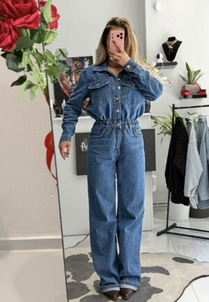 “Lioren” | Classic Blue Denim Jumpsuit