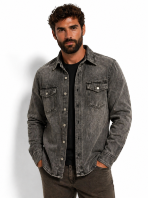 “Gregory” | Washed Grey Denim Jacket