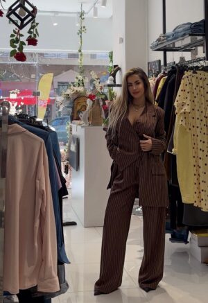 “Elite” | Brown Pinstripe Sophisticated 3-Piece Set