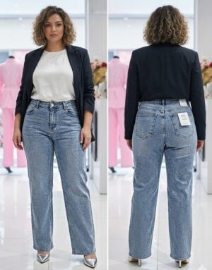 “Kelly” | Rhinestone Plus Size Jeans