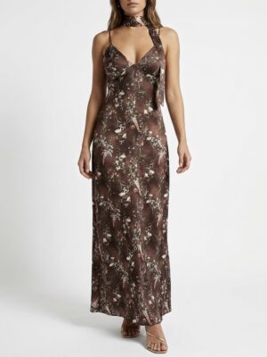 “Yoko” | Floral Satin Dress