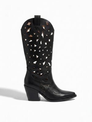 “Clementine” | Black Eco-Leather Cowboy Boots