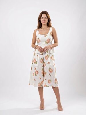 “Spring Reverie” | Apricot Floral Denim Set