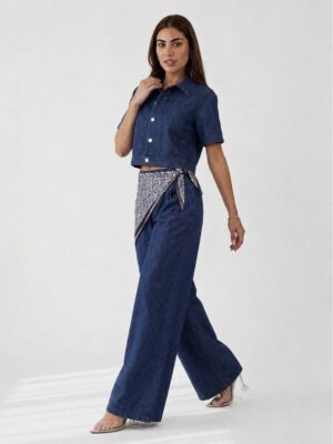 “Mariah” | Denim Set With Scarf