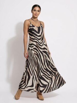 “Zarina” | Black Animal Print Maxi Dress
