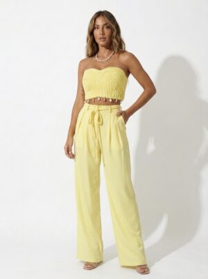 “Doha” | Yellow Crochet Seashell Set