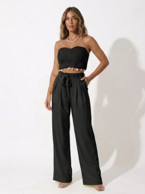 “Doha” | Black Crochet Seashell Set