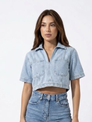 “Azure” | Lumina Denim Crop Top