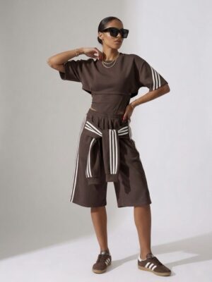 “Mystique” | Brown Sporty Elegance & Intricate Corset Detail Set