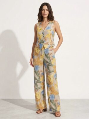 “Bloomin” | Yellow Floral Sleeveless Suit