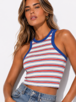 “Marina” | Lumina Red Striped Crop Top