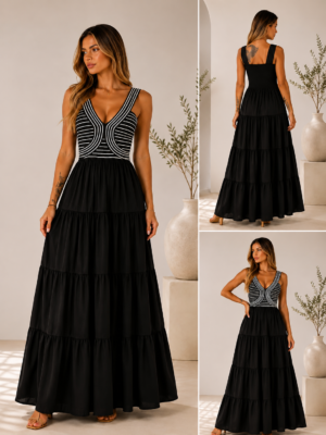 “Erato” | Black Tiered Dress