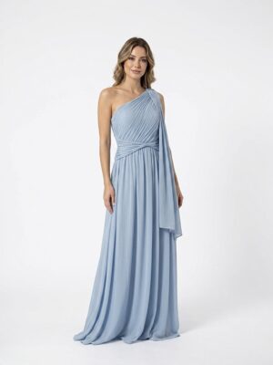 “Nefele” | Baby Blue One-Shoulder Maxi Dress