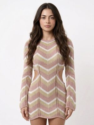 “Solaris” | Rose Gold Zig Zag Dress