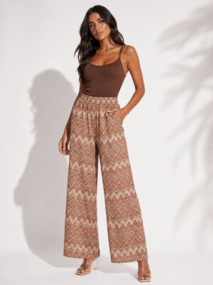 “Veneto” | Rose Colorful Gold Wide-Leg Pants