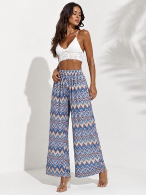 “Veneto” | Blue Colorful Wide-Leg Pants