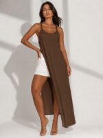 “Nahla” | Brown Lumina Layered Maxi Overlay