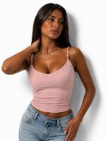 “Meni” | Dusty Pink Ribbed Top