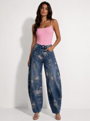 “Dahlie” | Floral Balloon Jeans