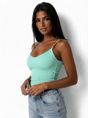 “Meni” | Turquoise Ribbed Top