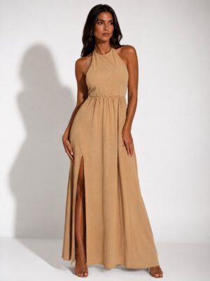 “Polly” | Crinkle Halter Dress