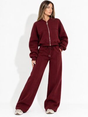 “Kimberly” | Burgundy Zip-Up Sweat Set