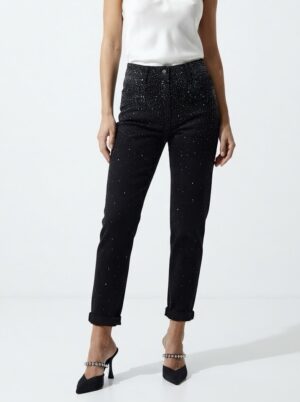 “Reina” | Black Allover Rhinestone Jeans