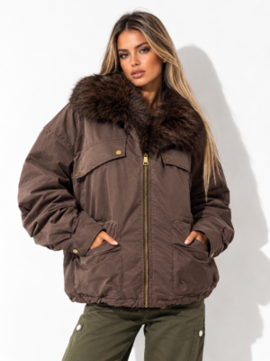“Betsy” | Brown Faux Fur-Lined Jacket