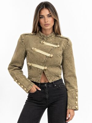“Janet” | Washed Olive-Brown Military Jacket