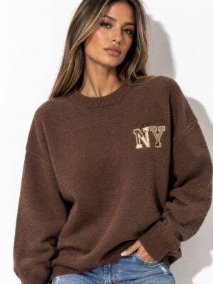 “New York” | Brown Knit Sweater