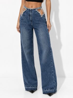 “Rivelle” | Rhinestone Cut-Out Jeans