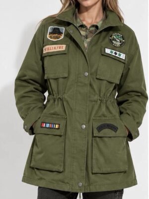 “Maxine” | Olive Green Military Cargo Jacket