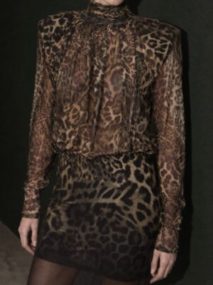 “Kendra” | Brown Lumina Leopard Sheer Bodysuit