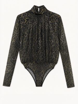 “Kendra” | Green Lumina Leopard Sheer Bodysuit