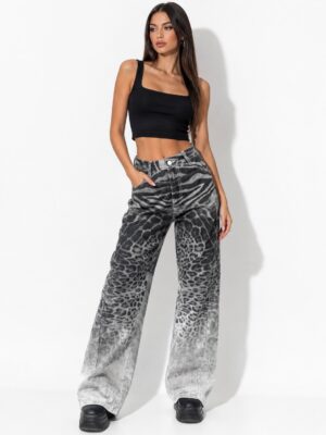 “Zavelli” | Grey Animal Print Jeans